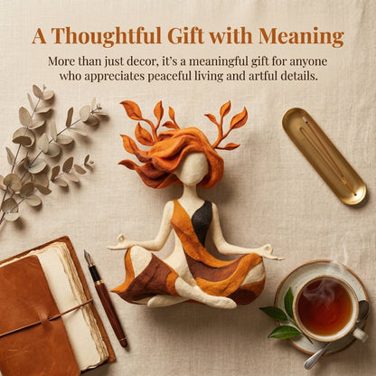 Handgefertigte Yoga-Dekofigur meditatives Design | SerenityLeaf™