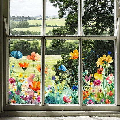 BloomVista™ | Fensteraufkleber | Wildblumen & Schmetterlinge, wiederverwendbar & rückstandsfrei
