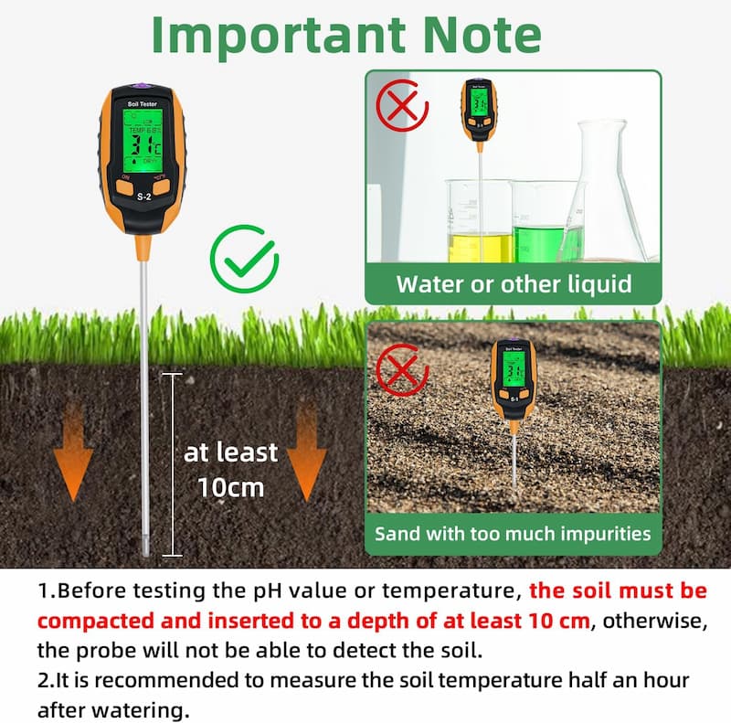 SmartGrow™ 4-in-1 Bodenmessgerät – Feuchtigkeit, pH, Licht & Temperatur messen
