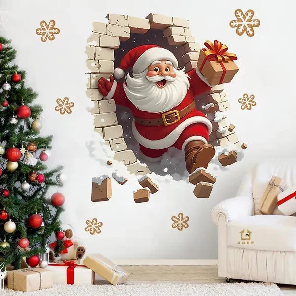 3D Weihnachtsmann Wandsticker aus PVC
