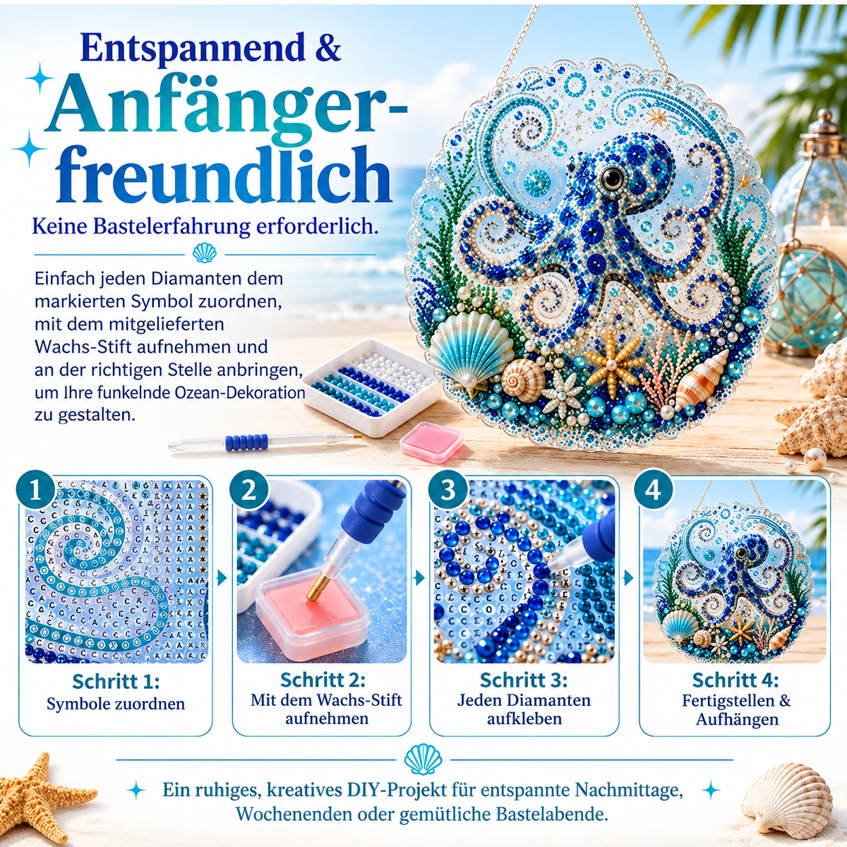 DIY Perlenbild Meerestiere mit 3D-Effekt