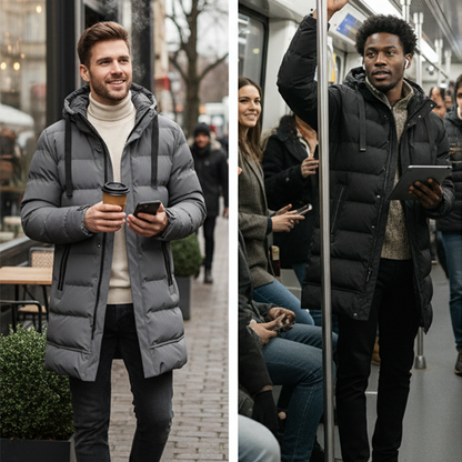 Kapuzen Winterjacke winddicht mit langem Schnitt