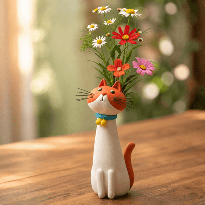 Handgefertigte Keramik-Katzenvase | Felina