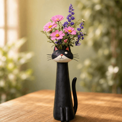 Handgefertigte Keramik-Katzenvase | Felina