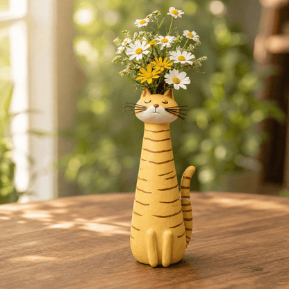 Handgefertigte Keramik-Katzenvase | Felina