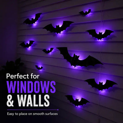 Halloween LED Fledermäuse mit lila Licht und Klebepads