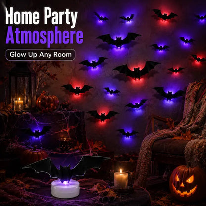 Halloween LED Fledermäuse mit lila Licht und Klebepads