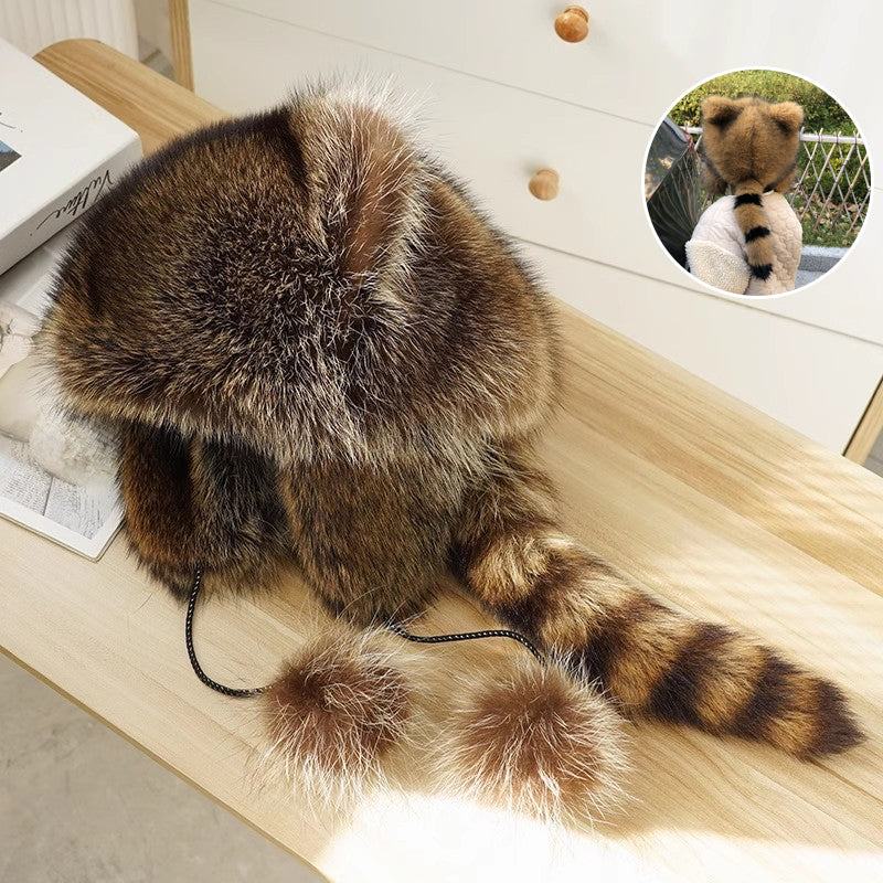 50 % RABATT | ChicFur™ – Stylische Pelzimitat-Mütze im Waschbär-Design