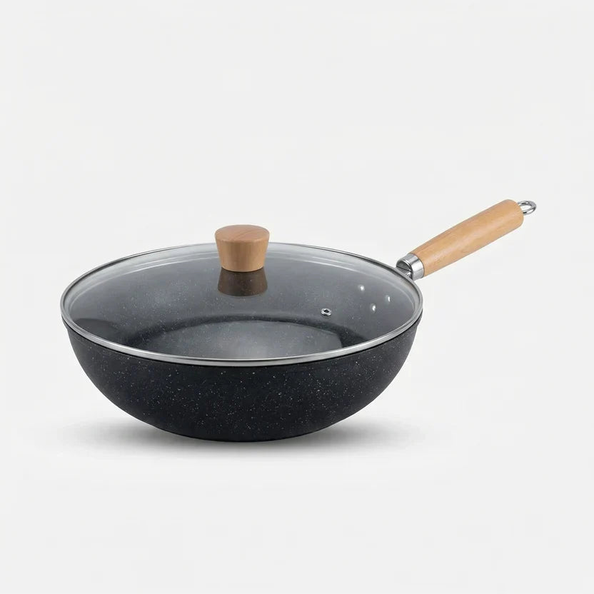 Keramik-Wok mit Glasdeckel