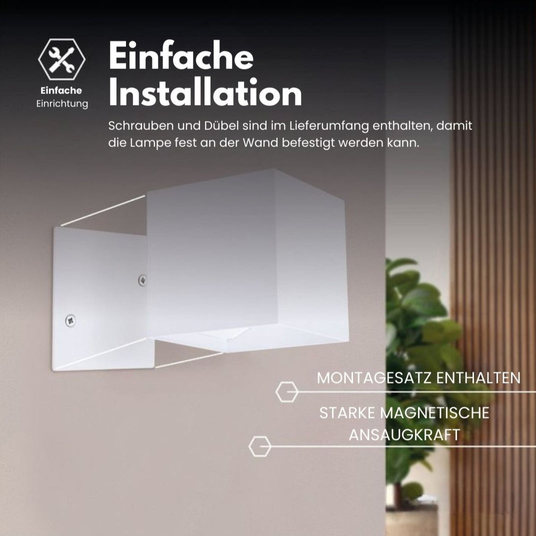 Kabellose LED-Wandleuchte für Innen & Außen | Akku-Wandlampe mit Bewegungssensor