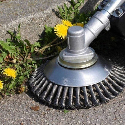 TurboTrimmer™ Unkrautbürste – Rasentrimmer-Aufsatz gegen Unkraut in Fugen