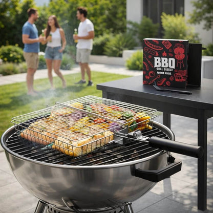 Grillkorb für Fleisch, Fisch & Gemüse | Grillzubehör aus Edelstahl für BBQ | FlammenWerk™