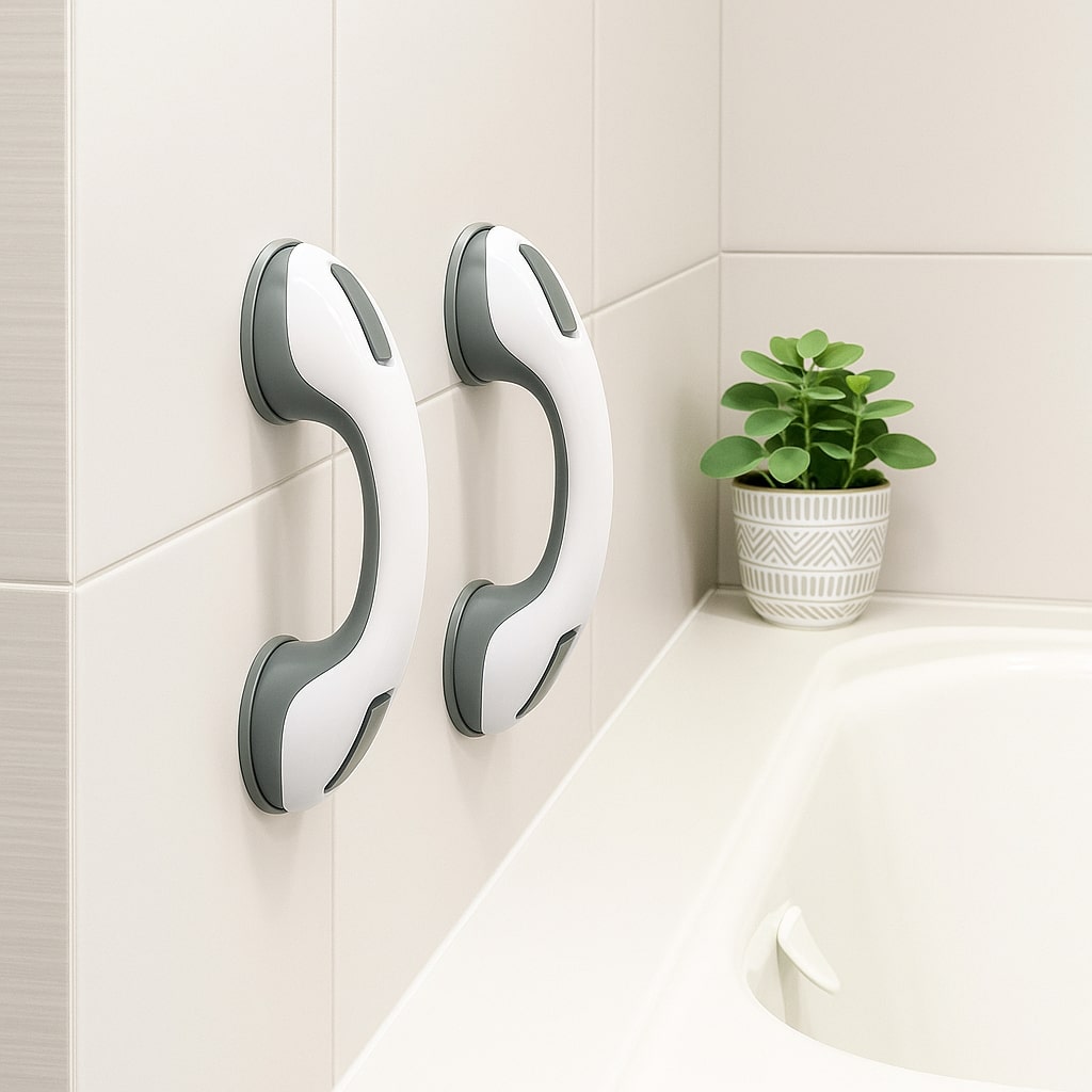 Haltegriff für Dusche, Badewanne oder WC mit Saugnapf | Badewannengriff für Senioren ohne Bohren | GripSicher