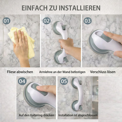 Haltegriff für Dusche, Badewanne oder WC mit Saugnapf | Badewannengriff für Senioren ohne Bohren | GripSicher