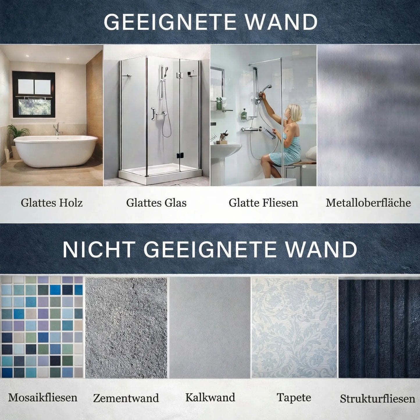 Haltegriff für Dusche, Badewanne oder WC mit Saugnapf | Badewannengriff für Senioren ohne Bohren | GripSicher