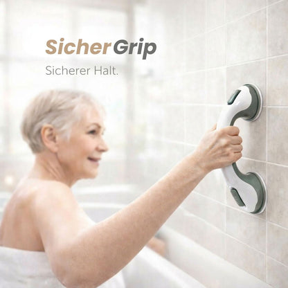 Haltegriff für Dusche, Badewanne oder WC mit Saugnapf | Badewannengriff für Senioren ohne Bohren | GripSicher