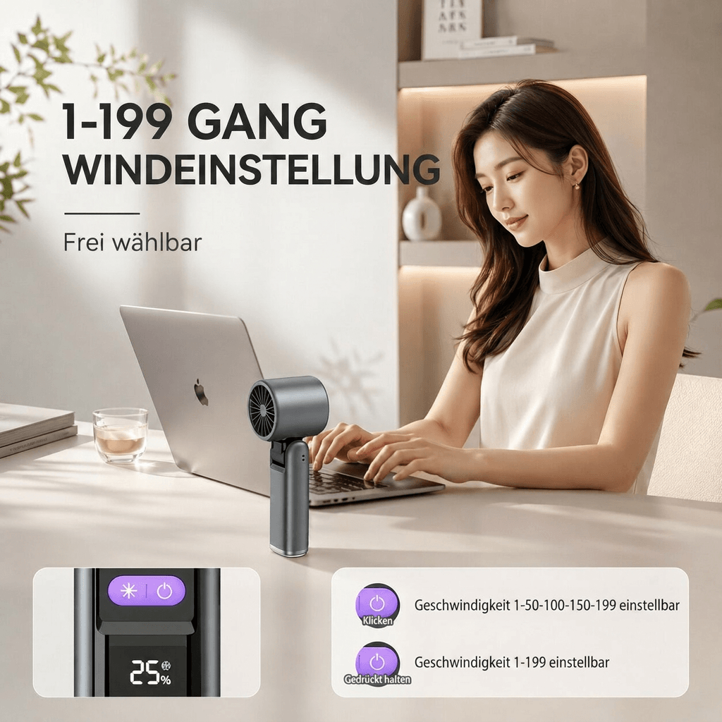 Kühlgold™ Handventilator mit Kühlplatte – Sofort-Abkühlung für unterwegs