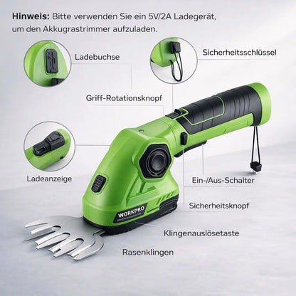 Heckenschere mit Akku | Grasschere für Garten | GrünKlinge