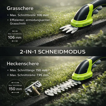 Heckenschere mit Akku | Grasschere für Garten | GrünKlinge