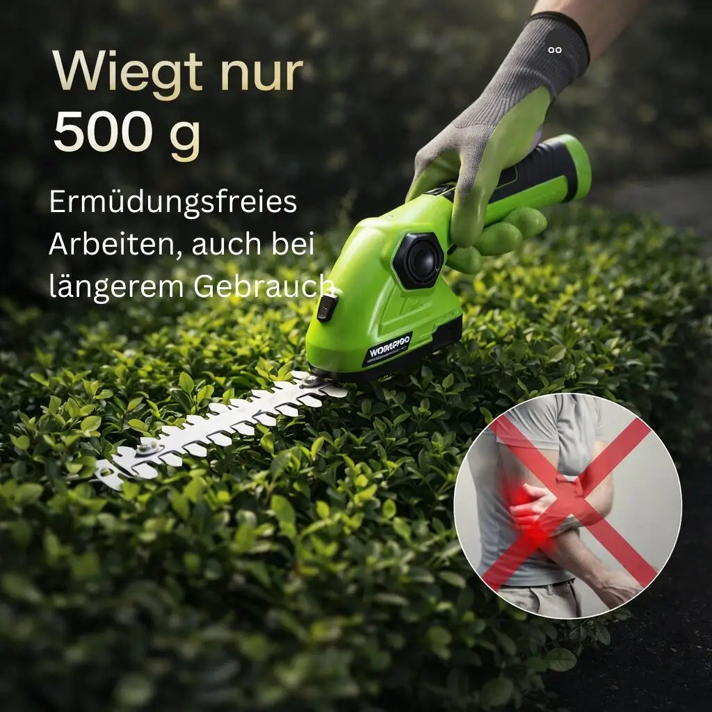 Heckenschere mit Akku | Grasschere für Garten | GrünKlinge