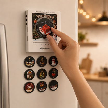 Carolena – Musikalischer Weihnachts-Kühlschrankmagnet | 9 Weihnachtslieder im Vinyl-Look