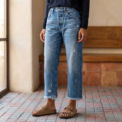 Vivara™ Jeans | Vintage-Look mit Fransen-Saum, perfekt für jeden Anlass