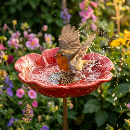 PetalHaven™ Mohnblume-Vogeltränke – Handgefertigt für Garten & Terrasse