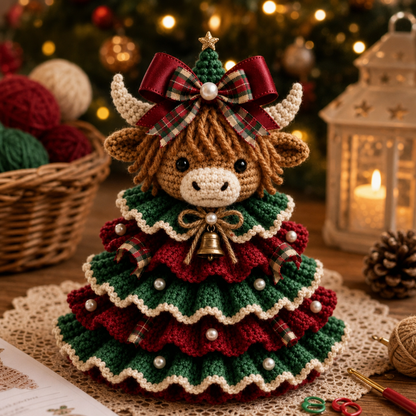 DIY Häkelset Hochlandrind Weihnachtsanhänger