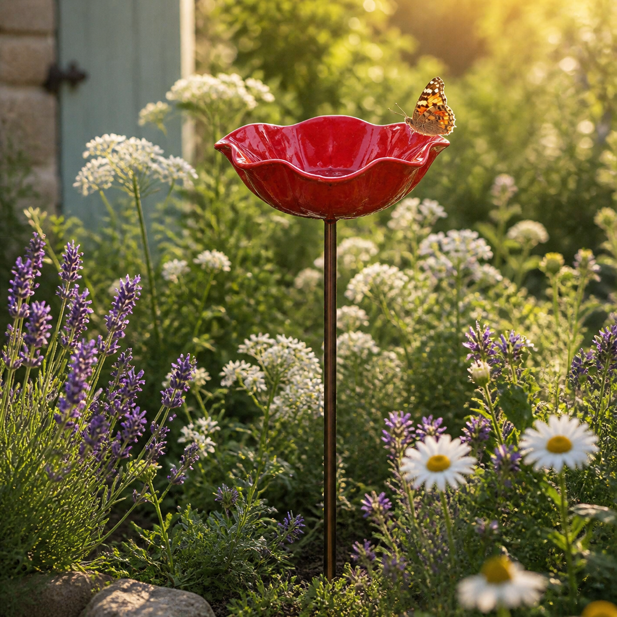 PetalHaven™ Mohnblume-Vogeltränke – Handgefertigt für Garten & Terrasse