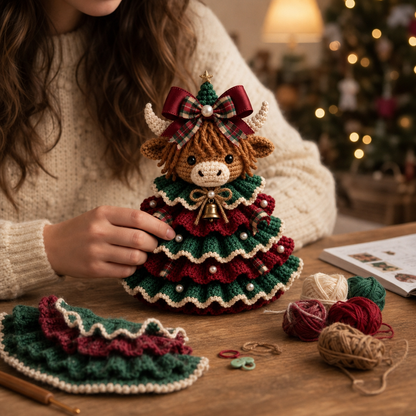 DIY Häkelset Hochlandrind Weihnachtsanhänger