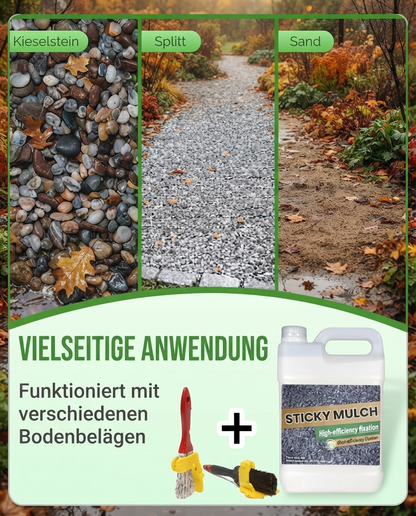 Landschaftskleber wetterfest – Mulch, Kies & Sand fixieren gegen Herbststurm & Dauerregen