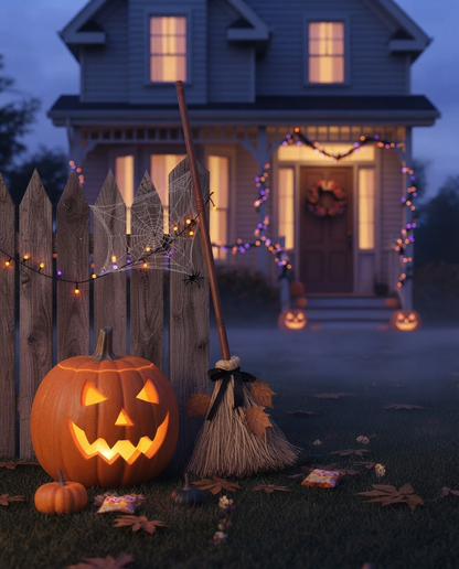 Schwebender Halloween Hexenbesen mit Sound und Bewegung