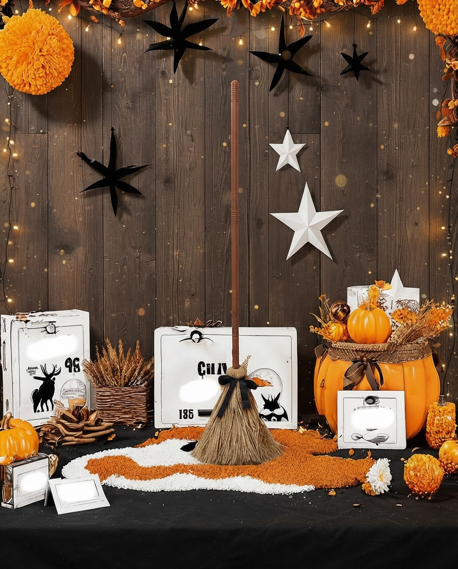 Schwebender Halloween Hexenbesen mit Sound und Bewegung