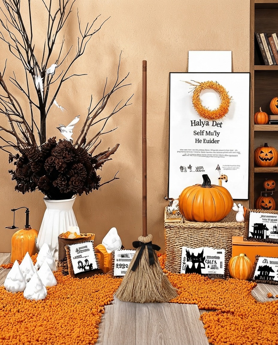 Schwebender Halloween Hexenbesen mit Sound und Bewegung