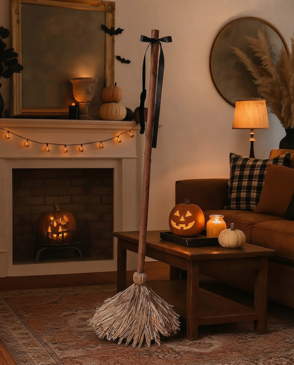 Schwebender Halloween Hexenbesen mit Sound und Bewegung