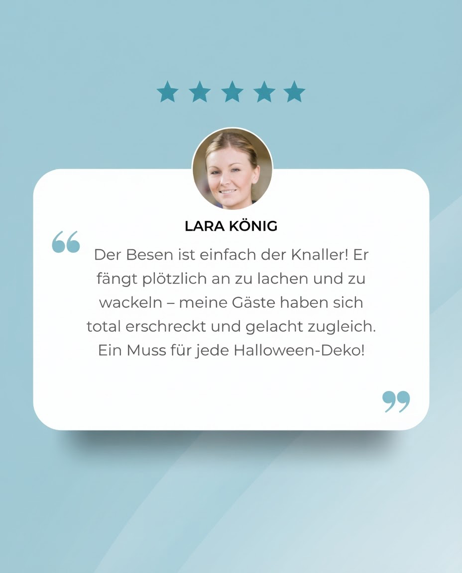 Schwebender Halloween Hexenbesen mit Sound und Bewegung