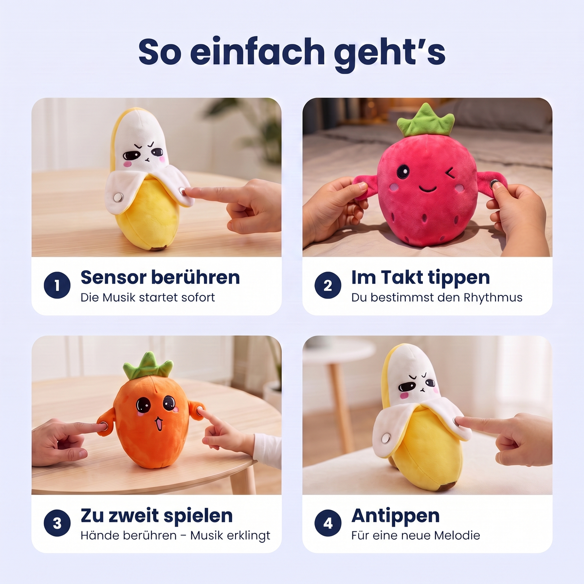 Musikalisches Plüschtier mit Berührungssensor für Kinder und Erwachsene