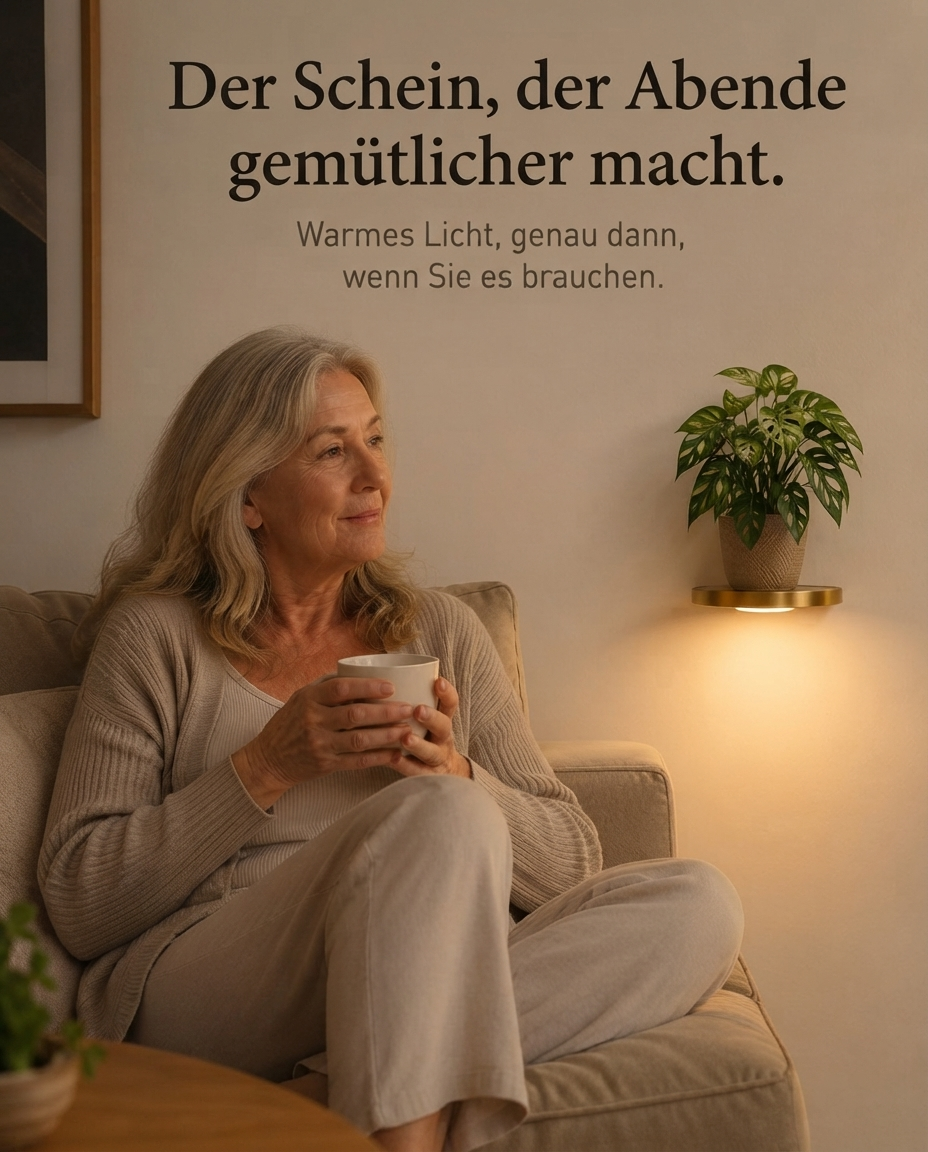Schwebendes LED-Wandregal mit Gold-Finish und wiederaufladbarer Ambientebeleuchtung für Pflanzen