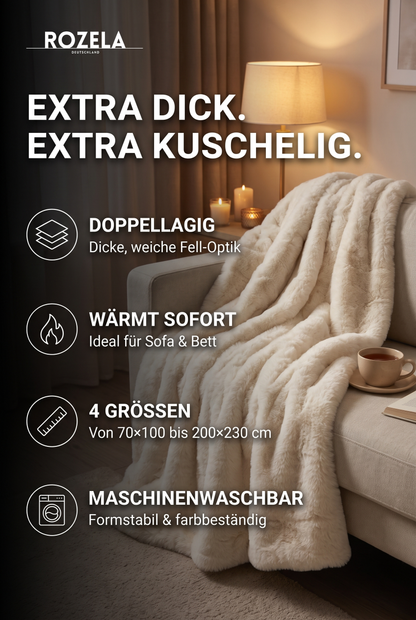 Extra dicke Kuscheldecke doppellagig auf dem Sofa – 4 Größen, maschinenwaschbar