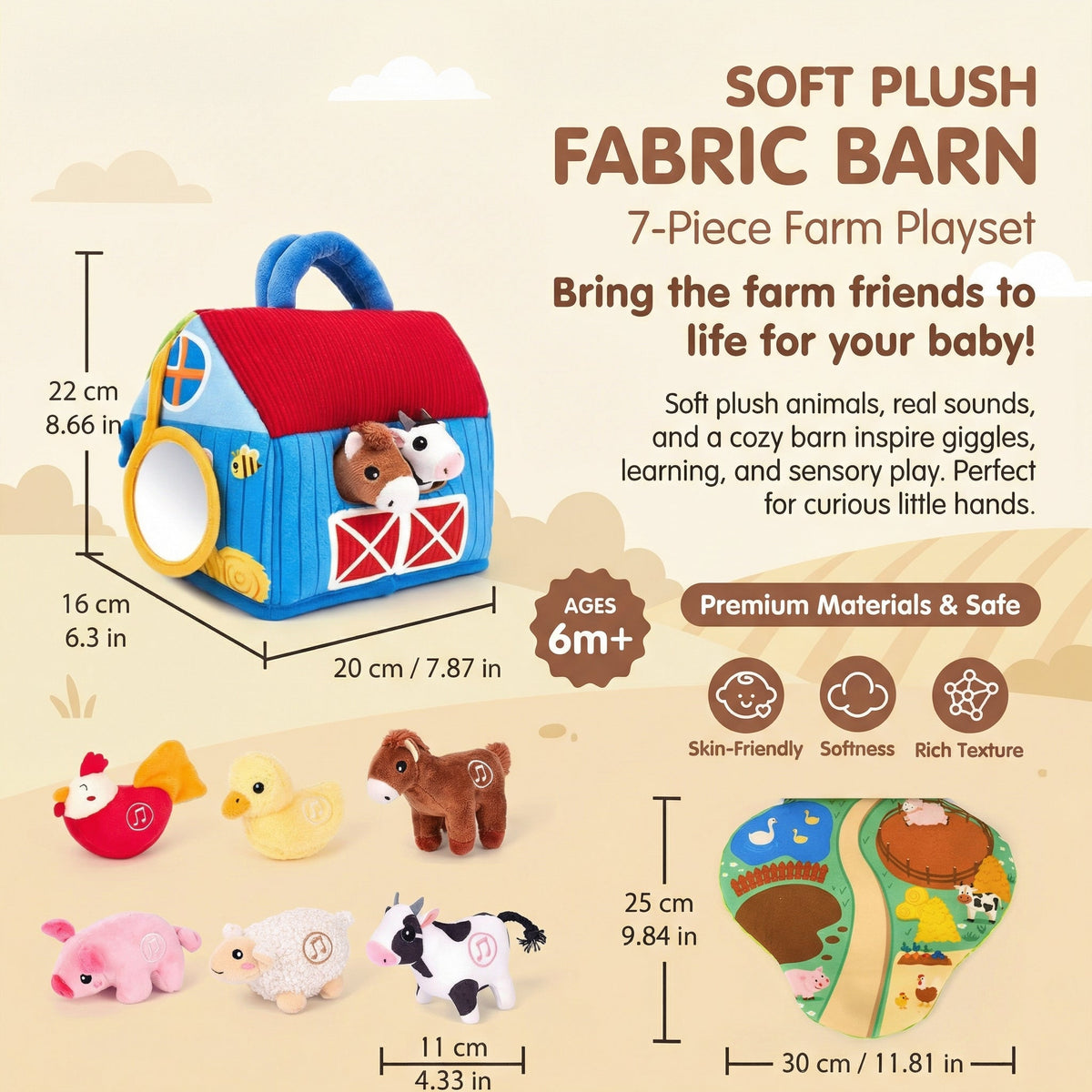 Plüsch-Bauernhoftiere mit Tiergeräuschen | BarnBuddies™