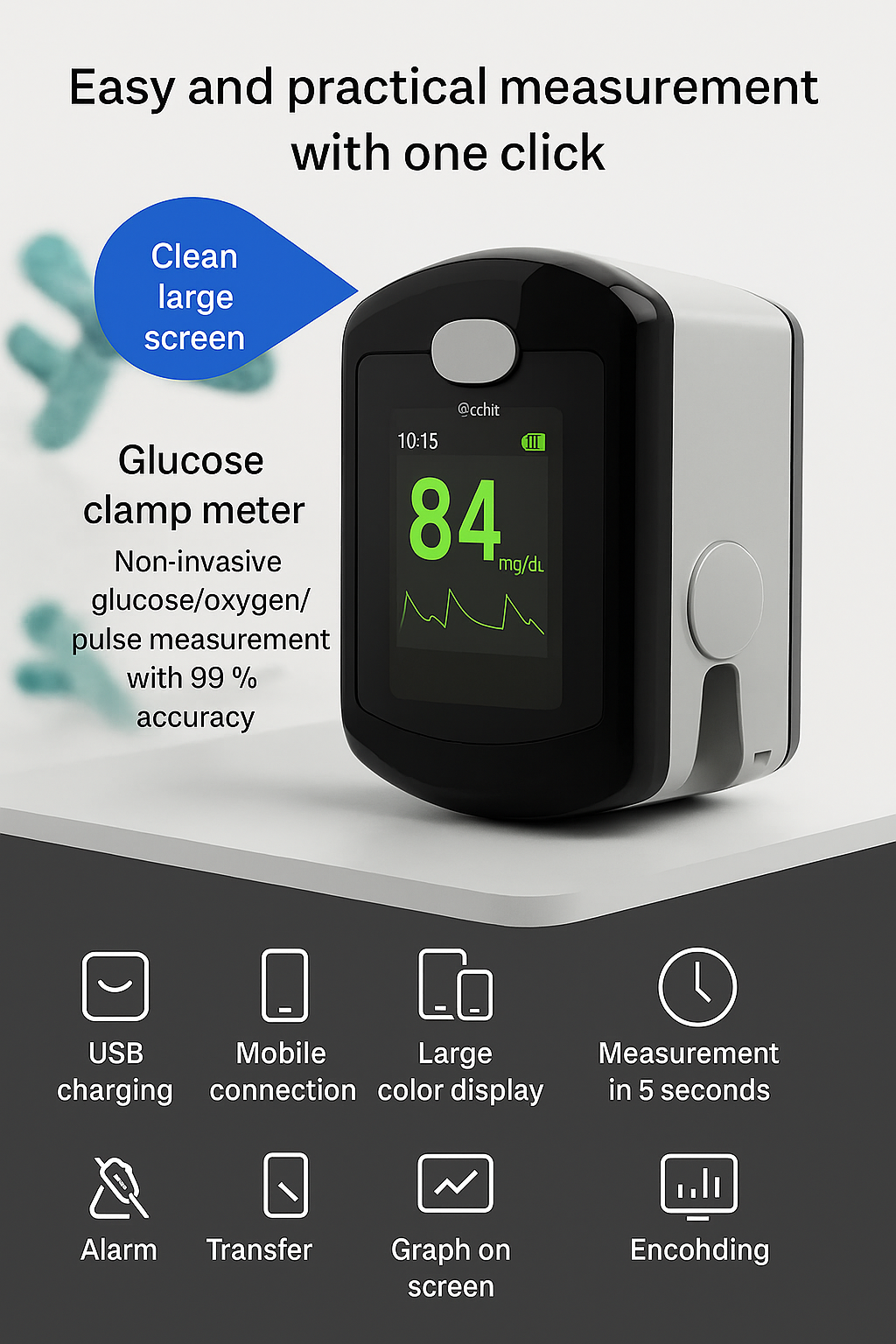 GlukoSense™ – Das revolutionäre Messgerät für Sauerstoffsättigung und Herzfrequenz (5 Sek. / 99 % genau)
