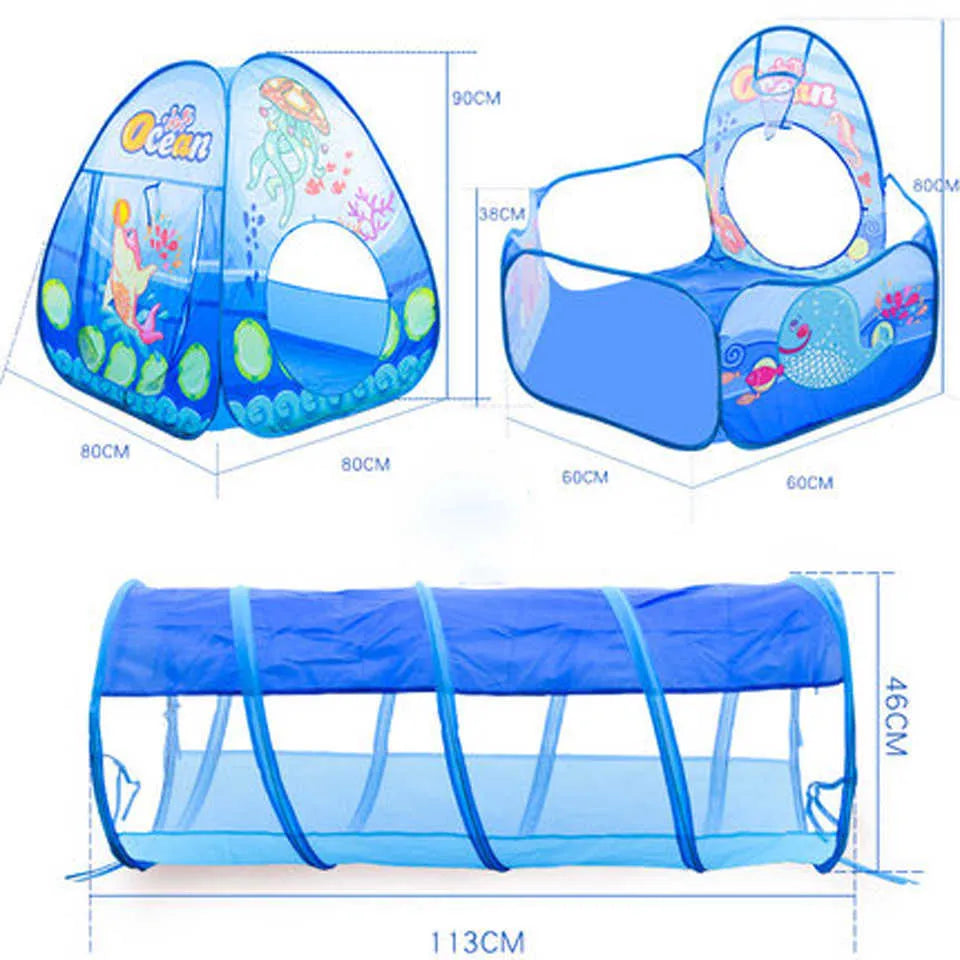 50% RABATT | KidZone™ -  3-in-1 Spielzelt mit Tunnel & Bällebad für aktive Kinder