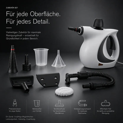Handdampfreiniger mit 120 °C Dampf und 10 teiligem Zubehörset
