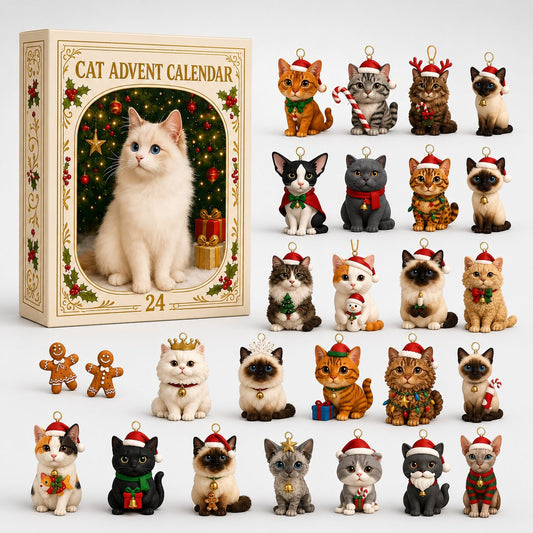 Katzen Adventskalender 2026 mit 24 Ornamenten