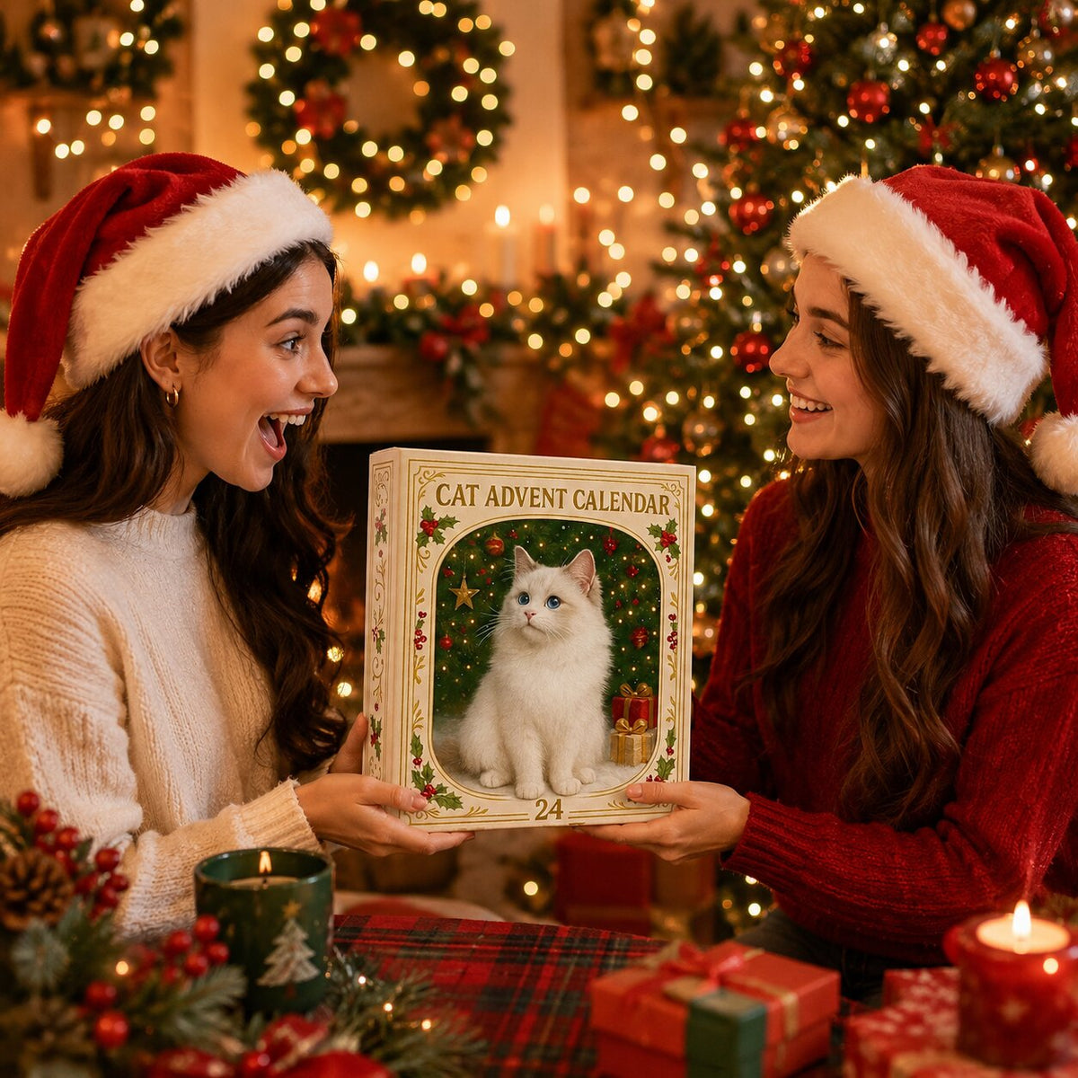 Katzen Adventskalender 2026 mit 24 Ornamenten
