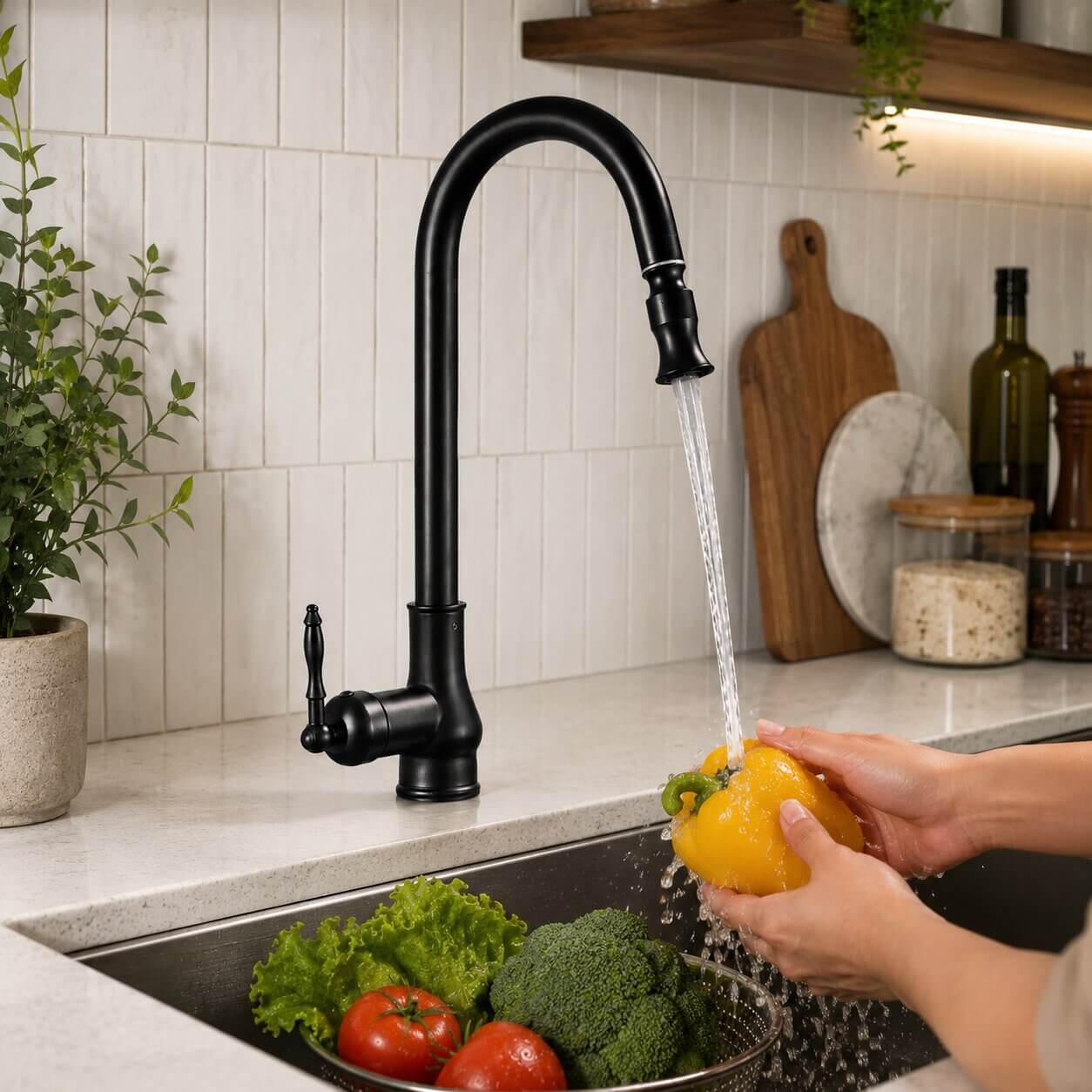 Küchenarmatur mit ausziehbarer Brause aus Messing | BrassFlow™