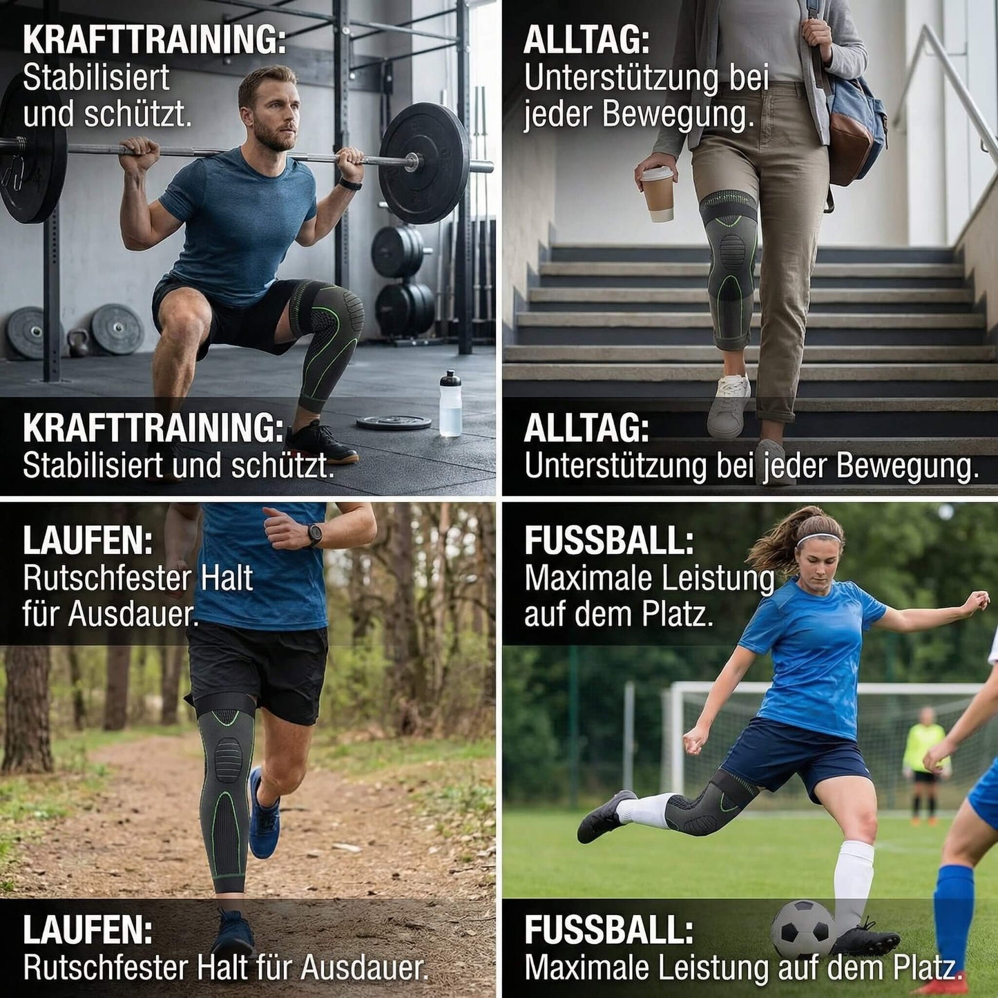 Kniebandage mit Kompression | Knieschoner für Sport, Training oder Arbeit | Flexurion