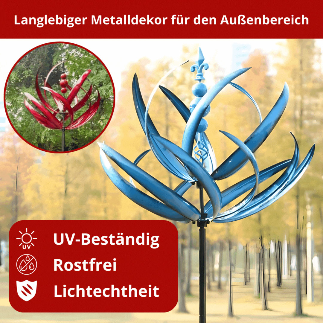 Lotus Windspinner – Bewegende Metall Gartendeko für Frühling & Sommer | Nur Heute 50% RABATT