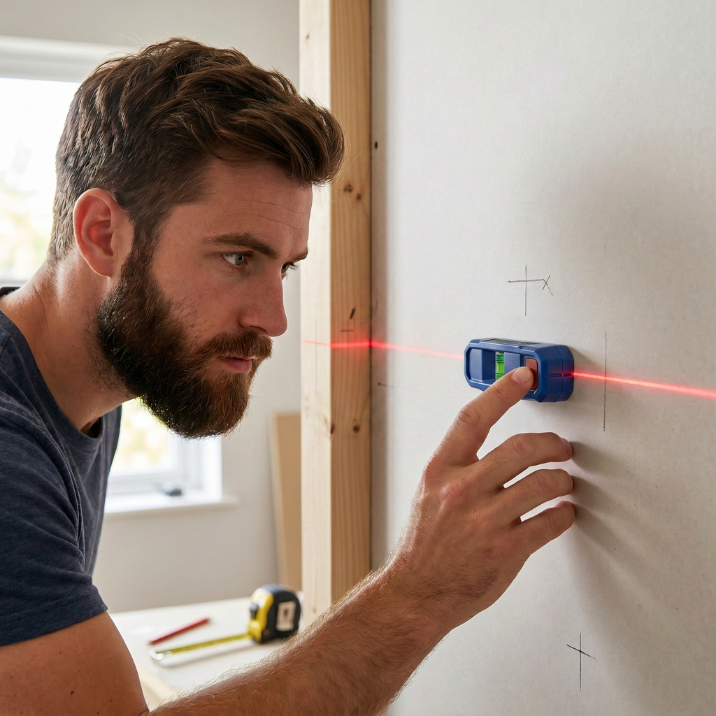 3-in-1 Laserwasserwaage & Balkensucher magnetisch