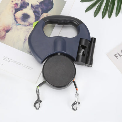 Hunde Doppelleine mit Kotbeutelhalter & LED Licht | LeinenMeister